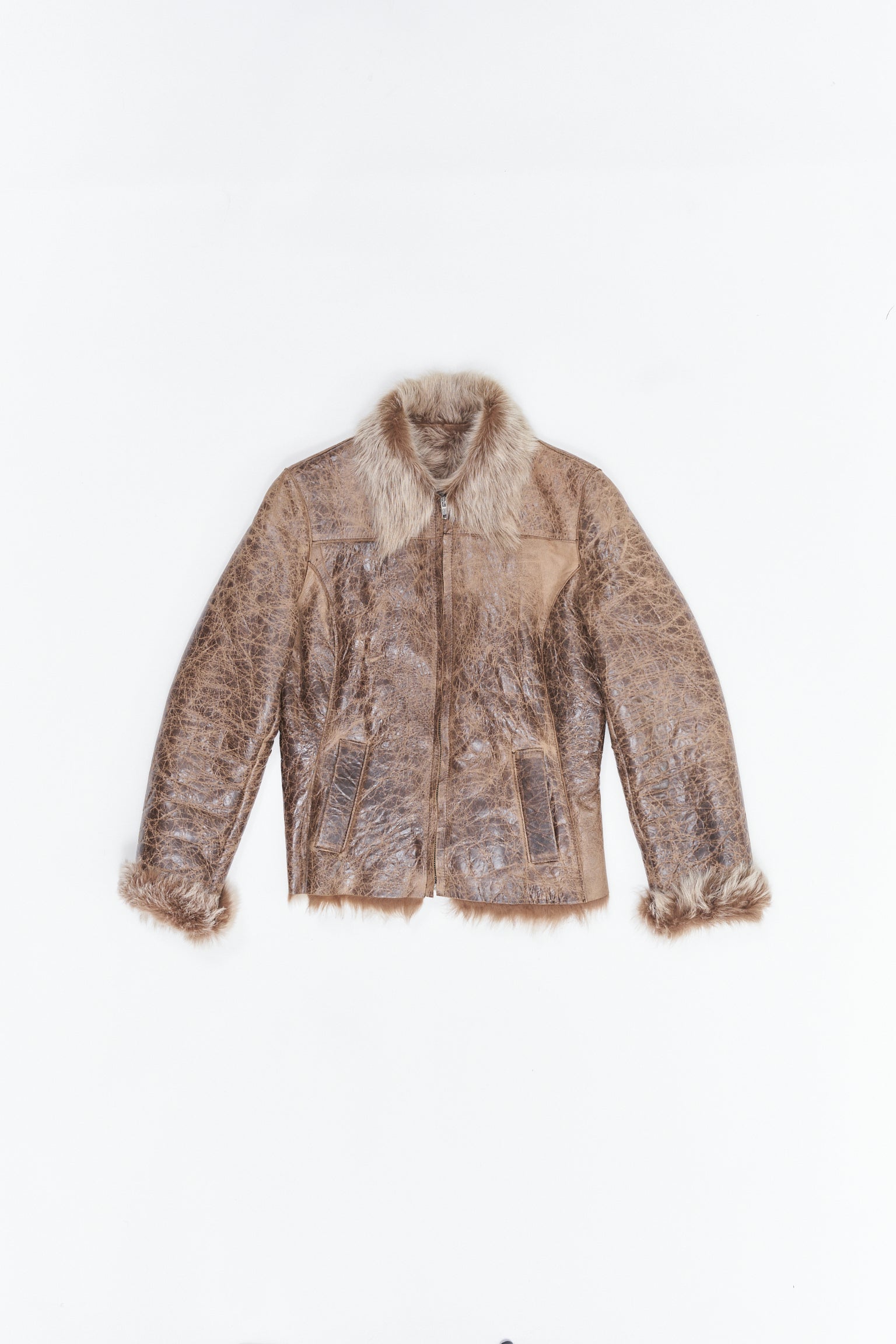Veste En Cuir Craquelée - S