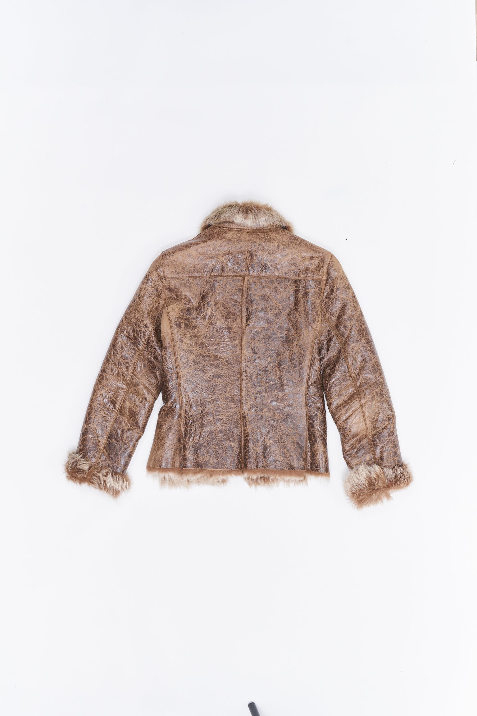 Veste En Cuir Craquelée - S