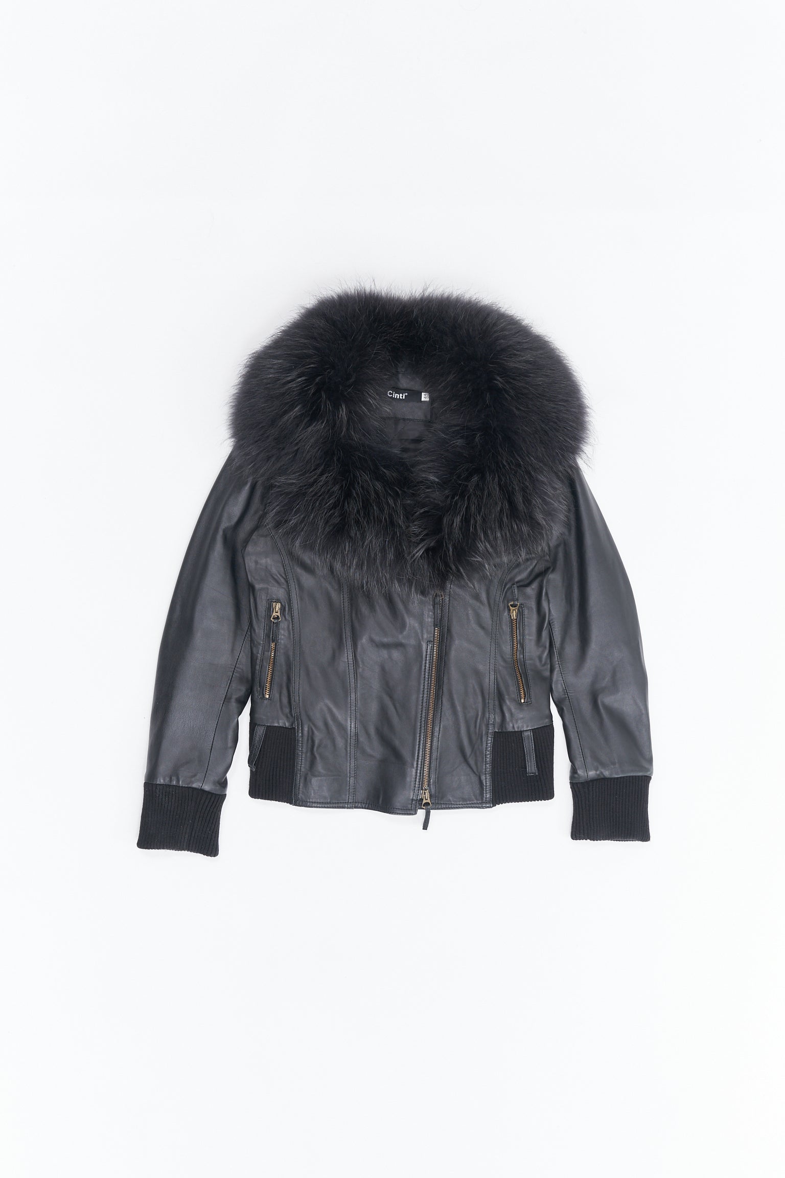 Fur Collar Leather Jacket - S
