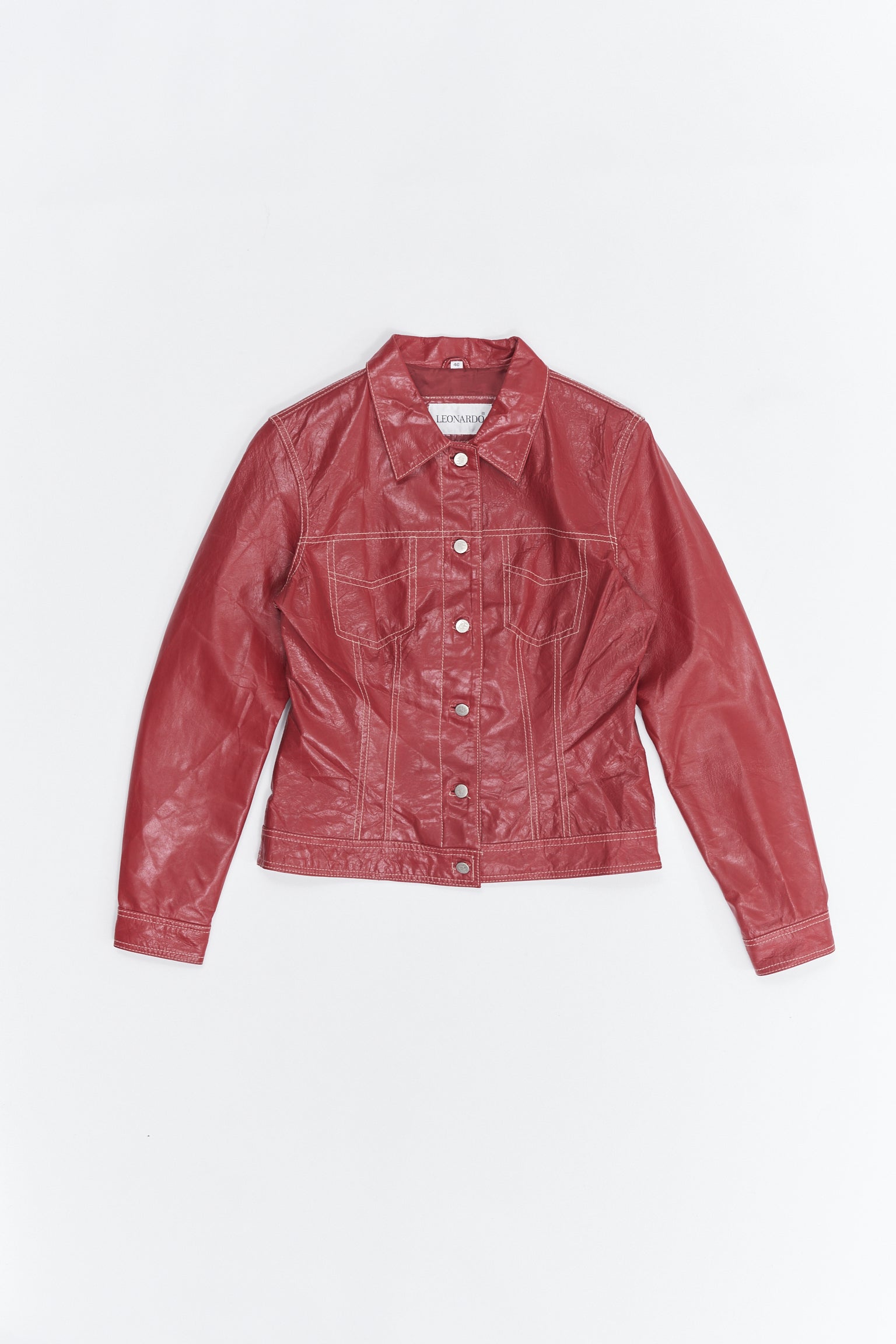 Veste En Cuir Rouge - M