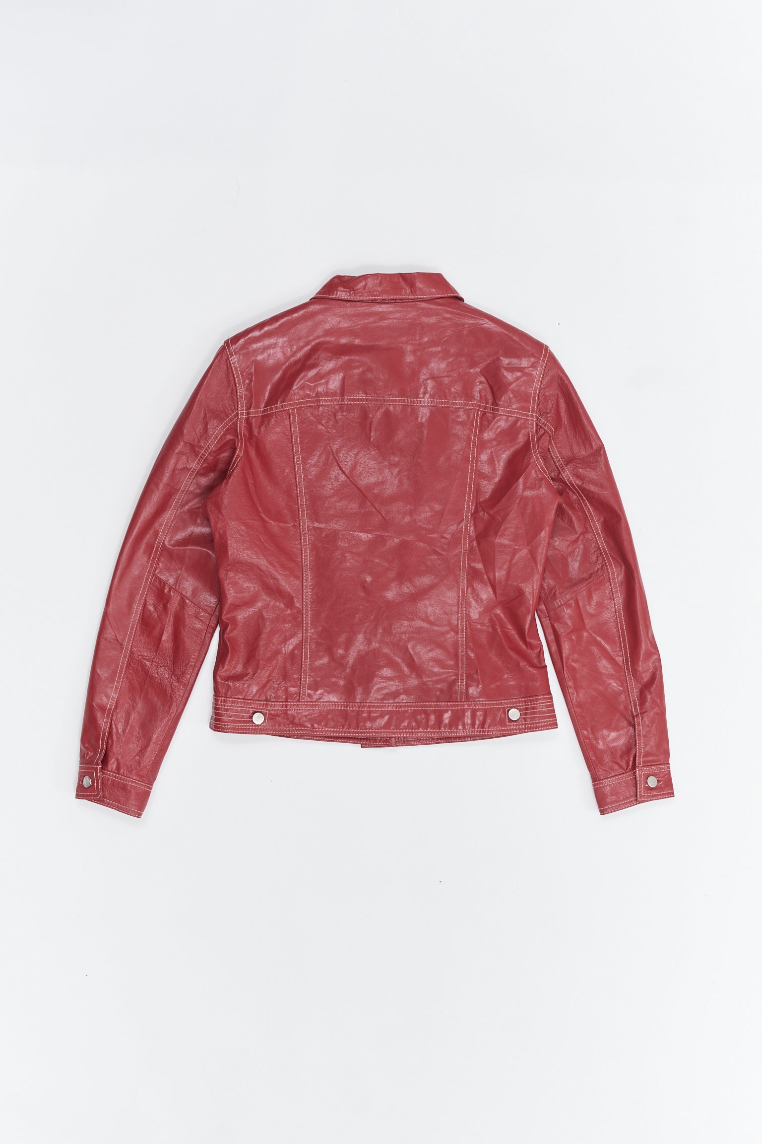 Veste En Cuir Rouge - M