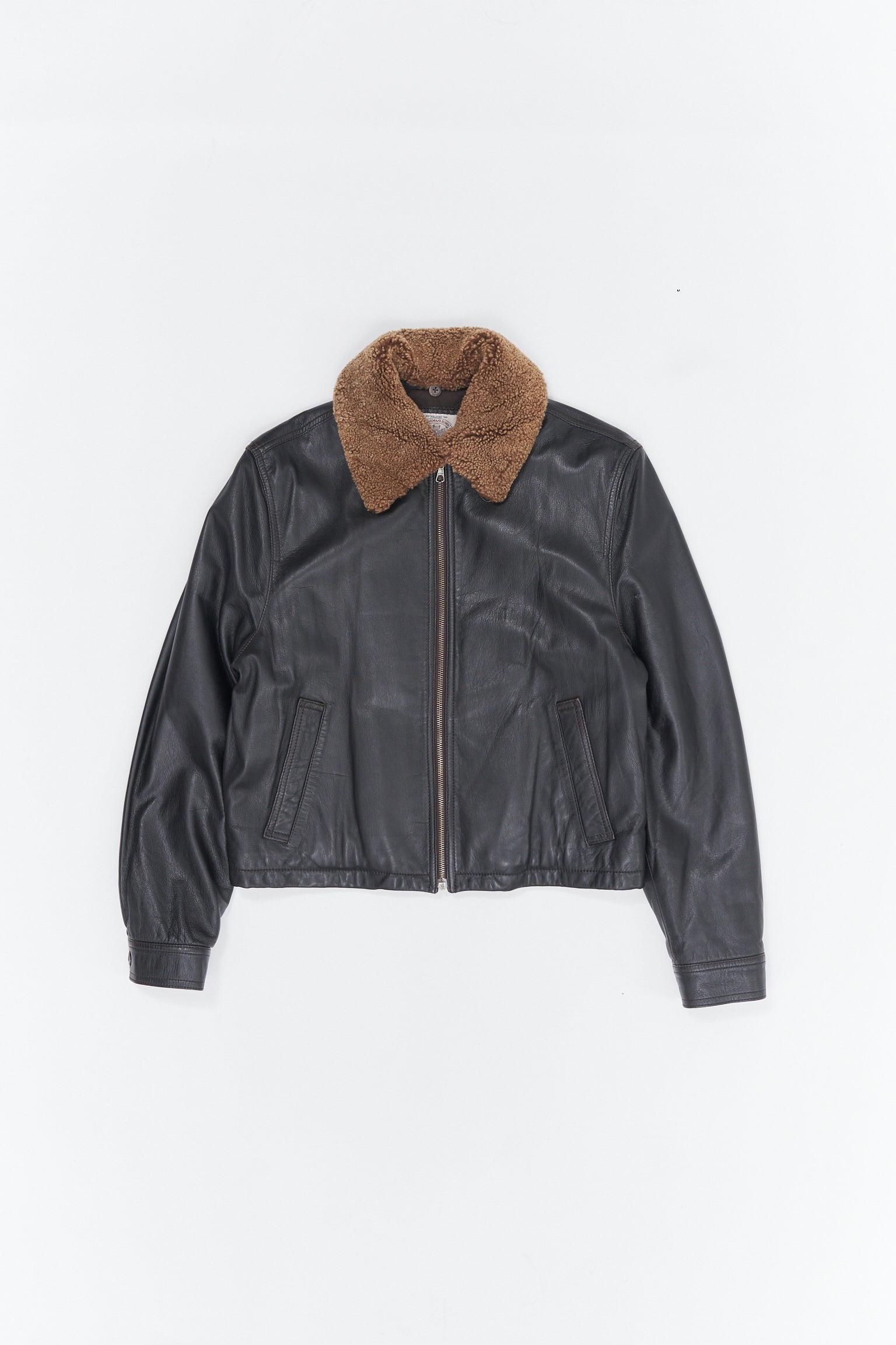 Armani Leather Jacket Detachable Collar - M