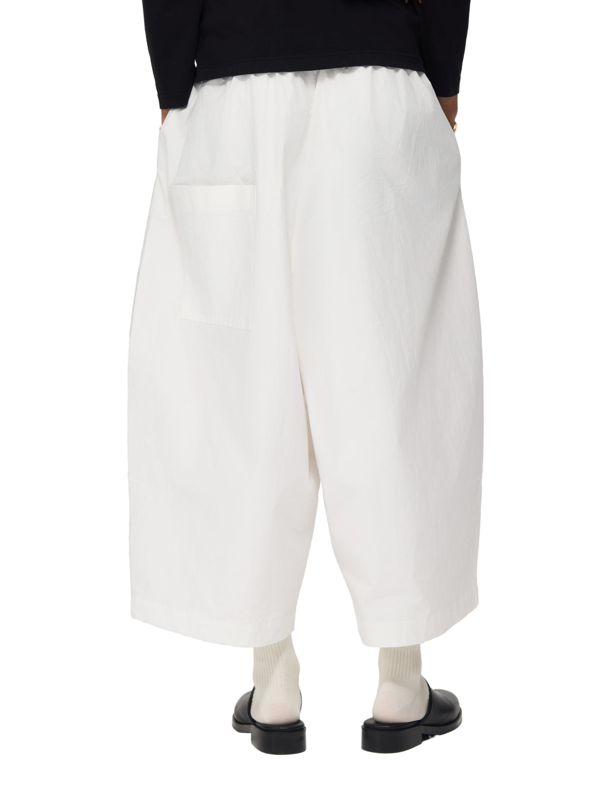 Short ample taille froncée à cordon de serrage – Blanc