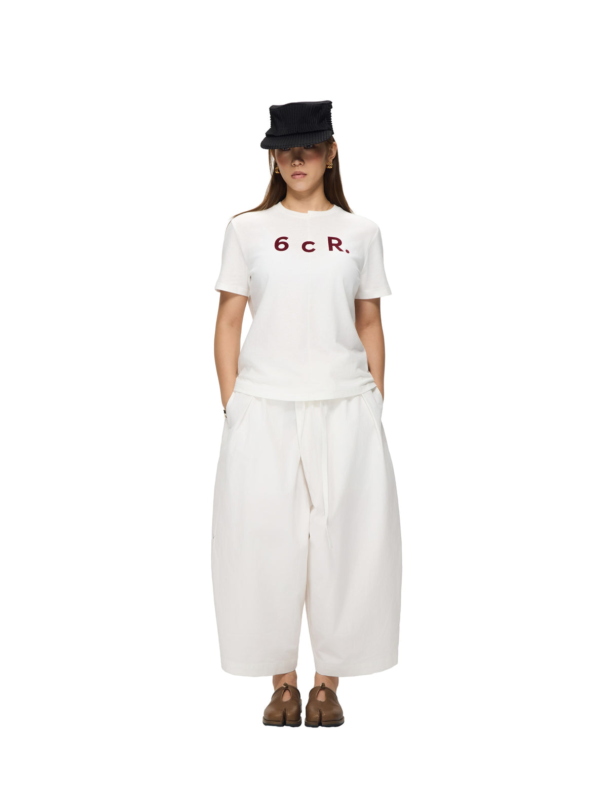T-shirt boxy à encolure asymétrique - Blanc