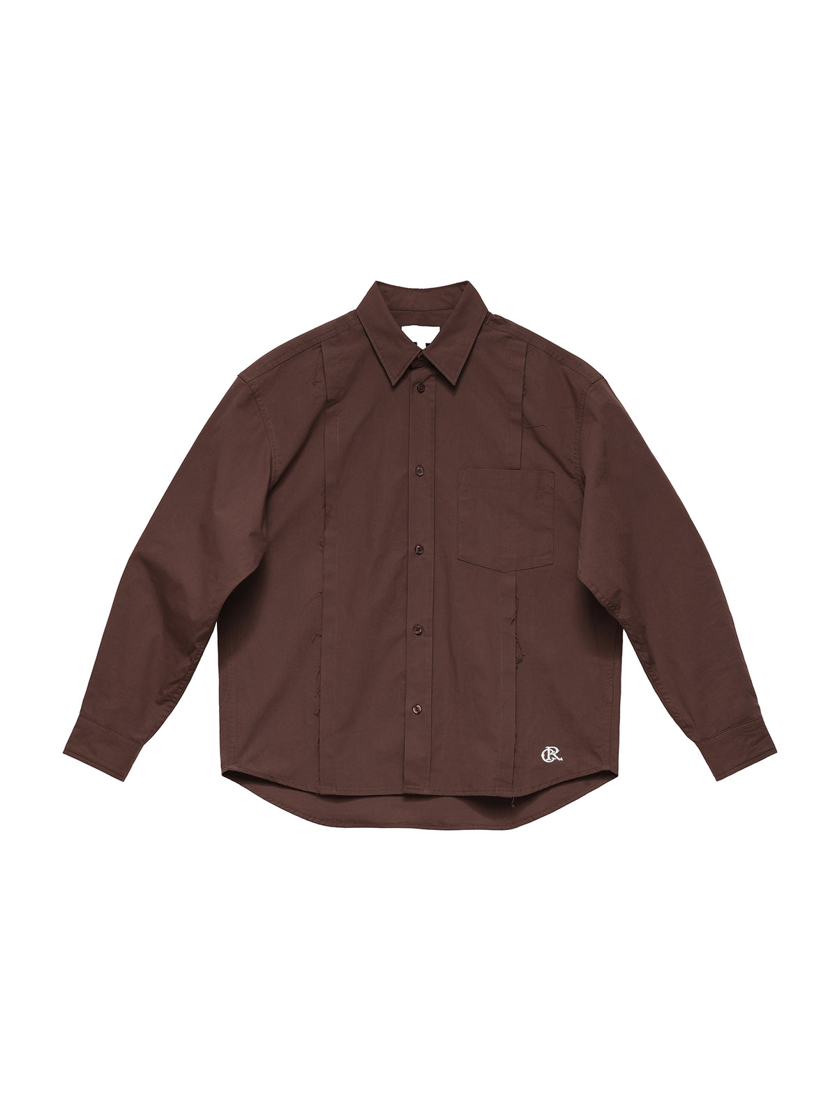 Chemise patchwork brodée en popeline de coton – Marron
