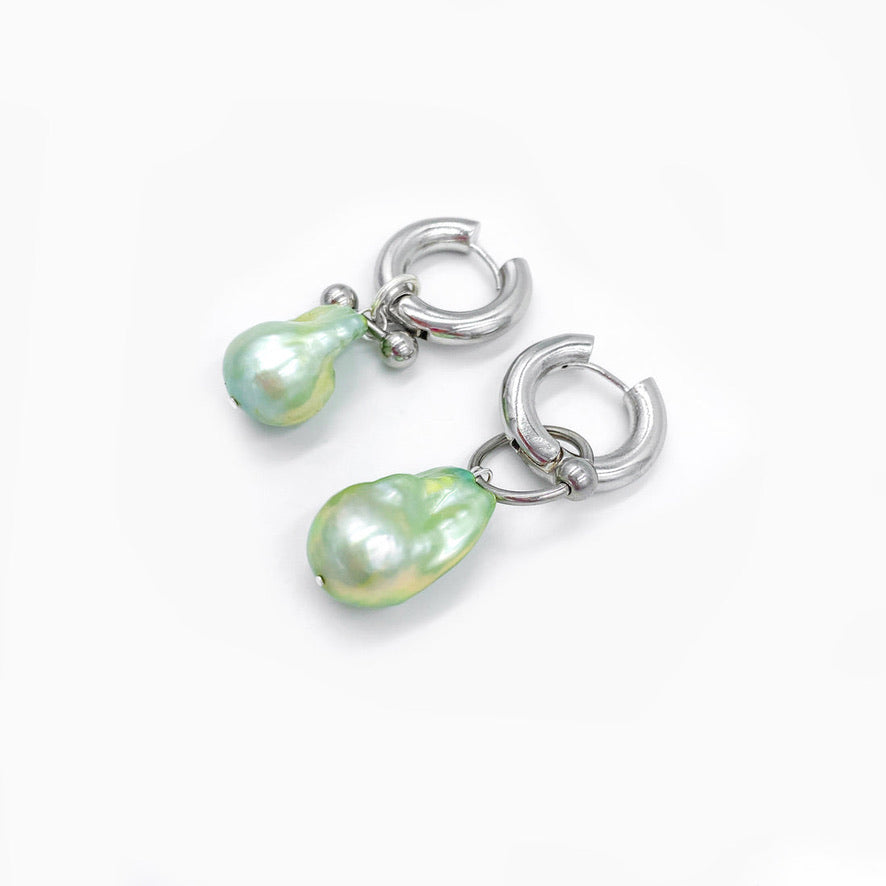Paire De Boucles Baroque Green