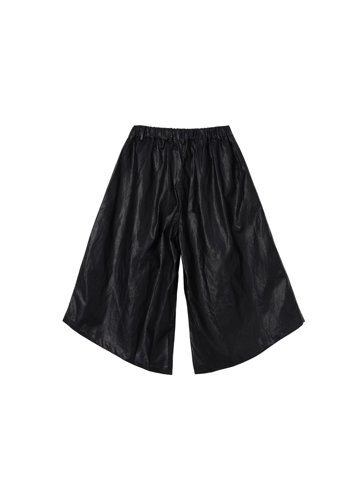 Short plissé en similicuir à taille élastique
