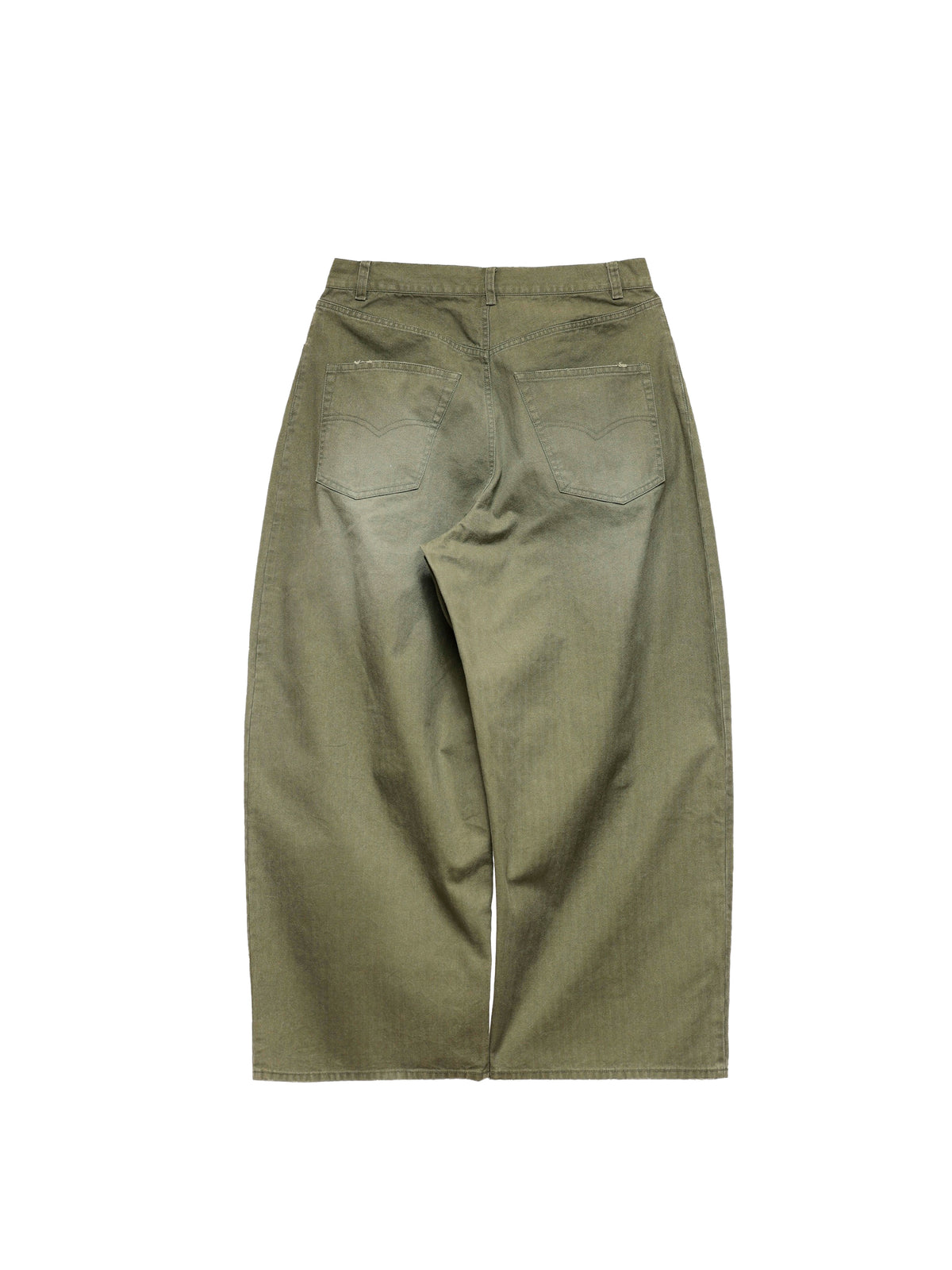 Pantalon wide leg à chevrons délavés – Vert