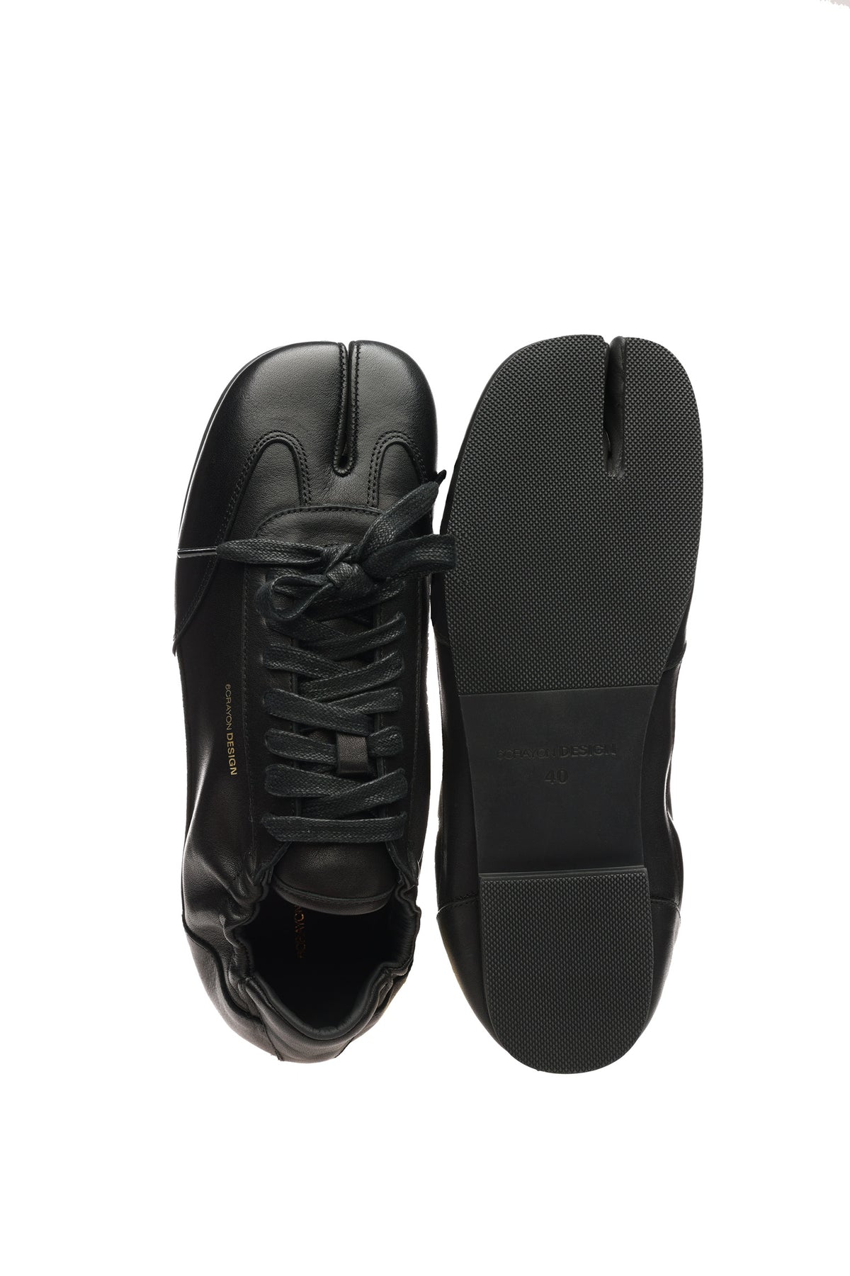 Sneakers Tabi à semelle fine en cuir - Noir