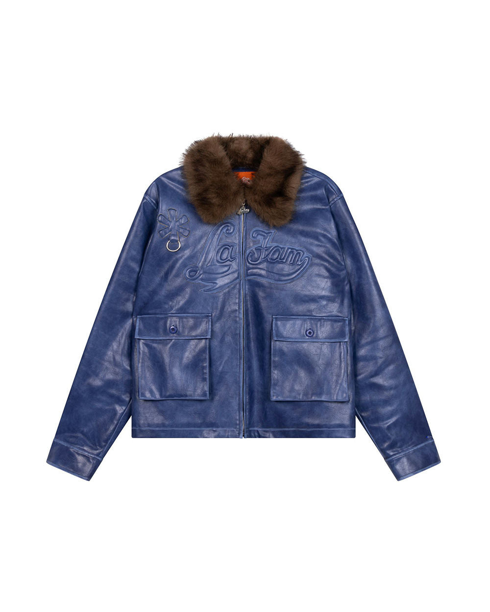 Veste Fourrure Bleue Délavée