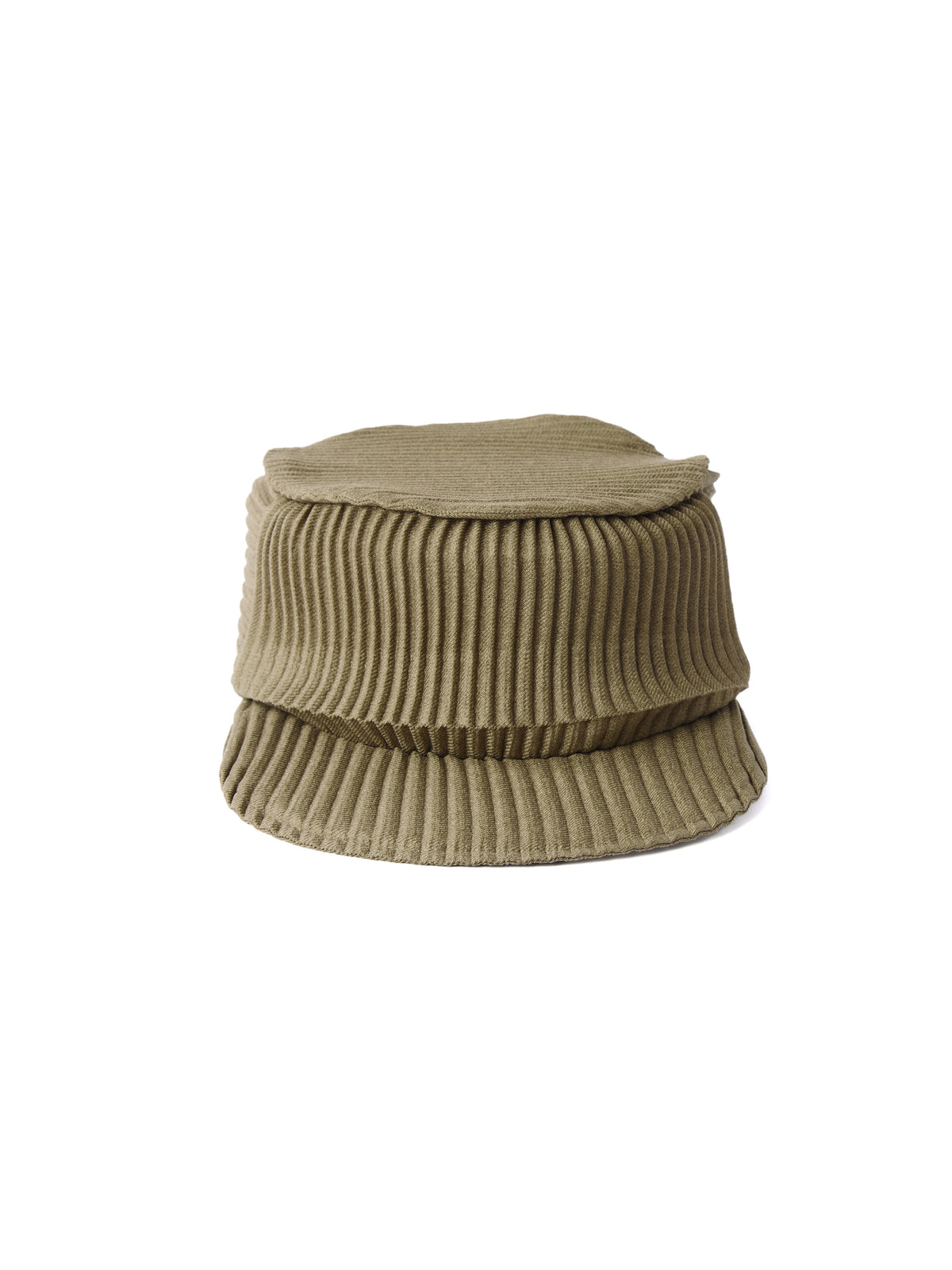 Casquette à calotte plate plissée en tissu stretch – Vert kaki