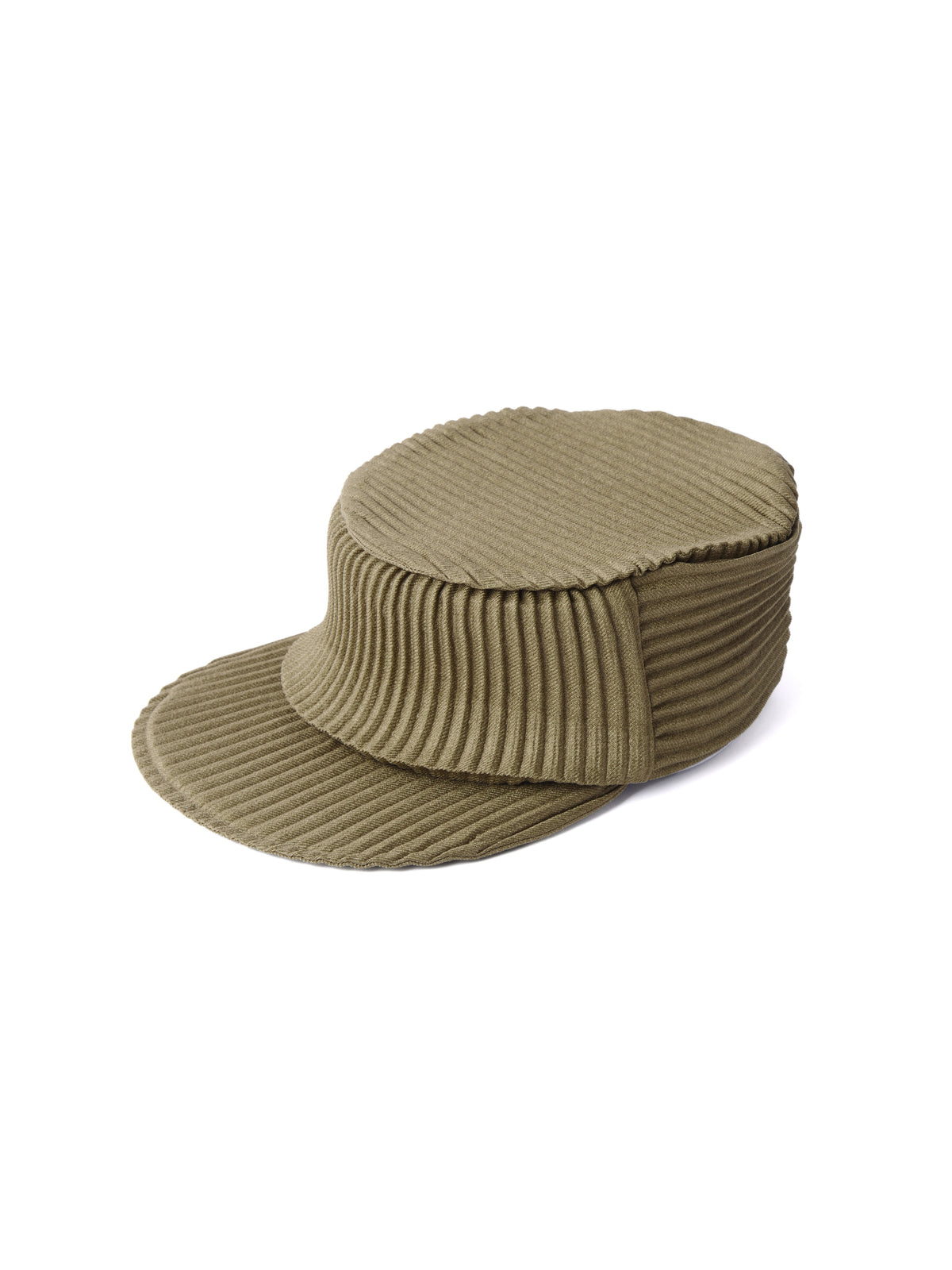 Casquette à calotte plate plissée en tissu stretch – Vert kaki