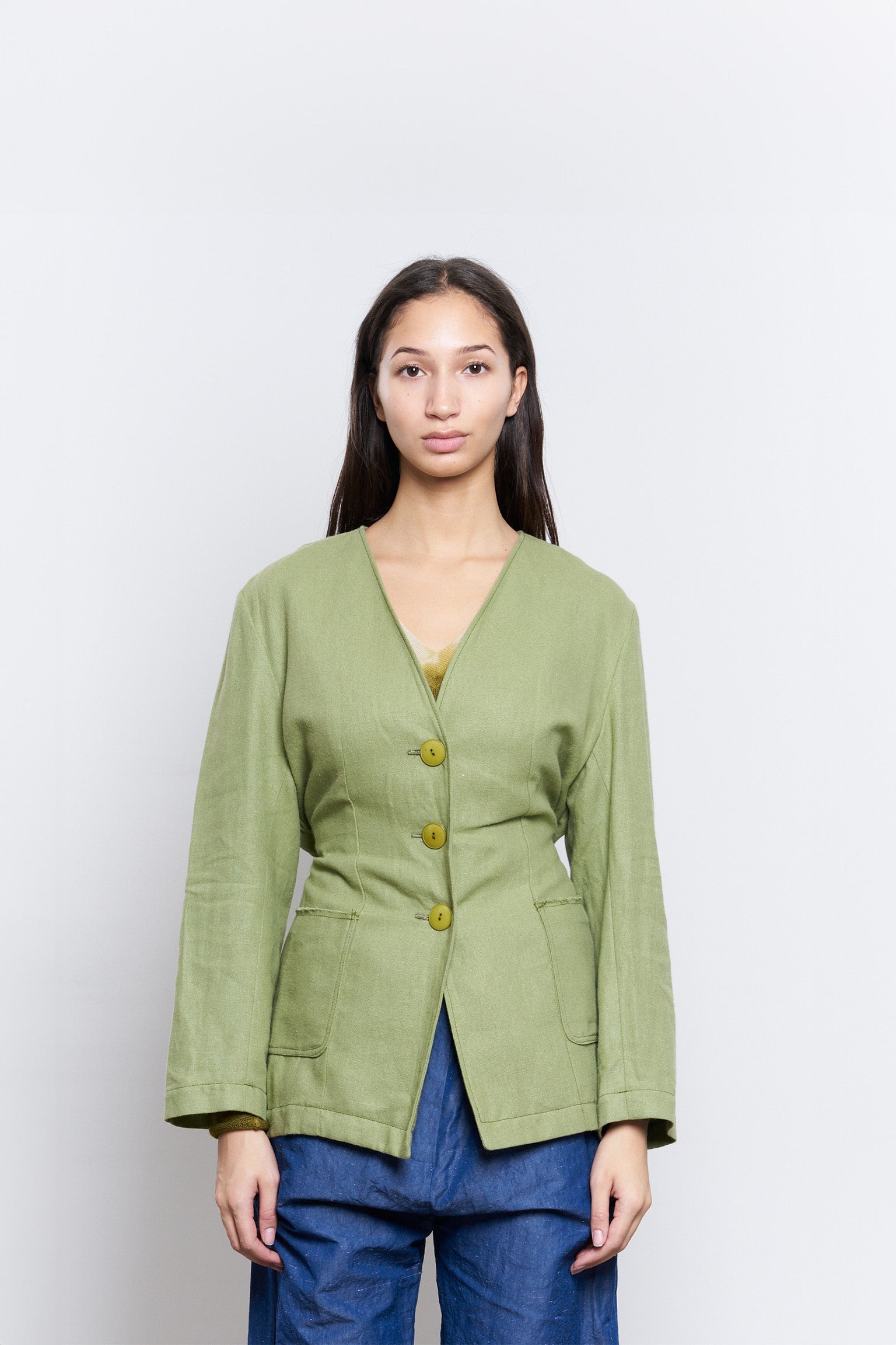 Veste lin kaki
