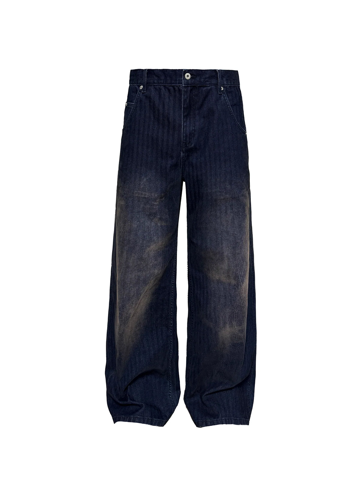 Pantalon en velours côtelé à chevrons effet usé
