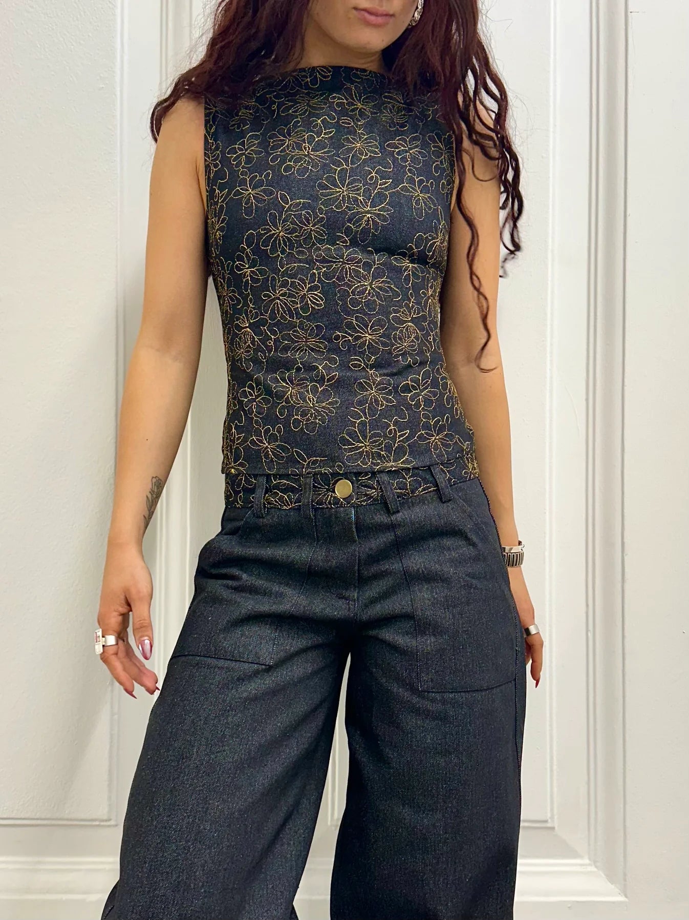 Top Charlie – Denim Brodé