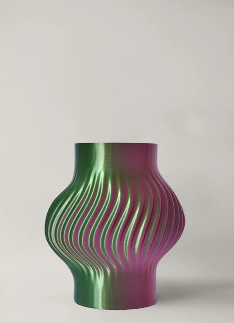 Vase Glitch - Bordeaux/Khaki