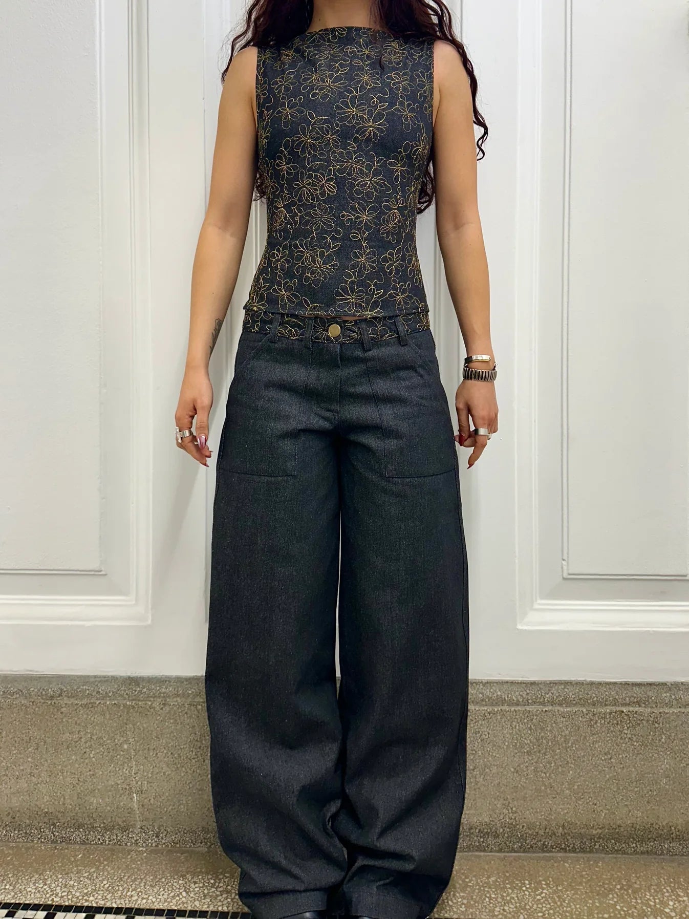 Jean Slouch – Denim brut brodé