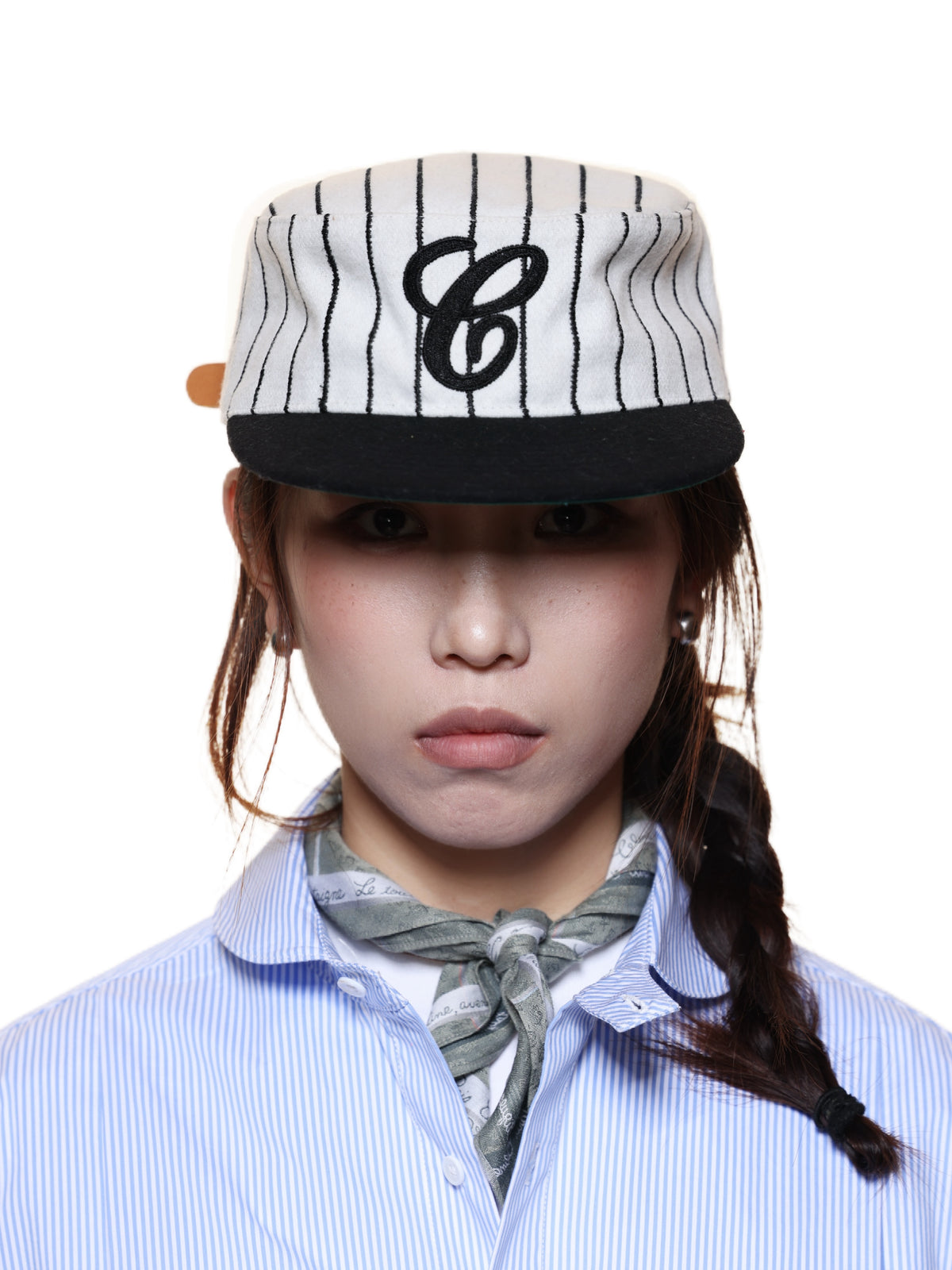 Casquette rétro rayée en laine