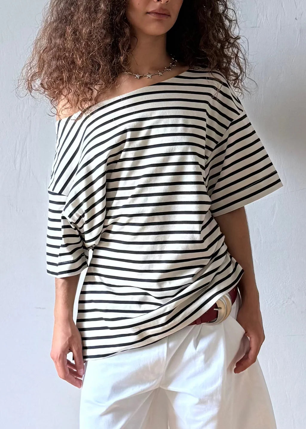 T-shirt Froncé Rayé