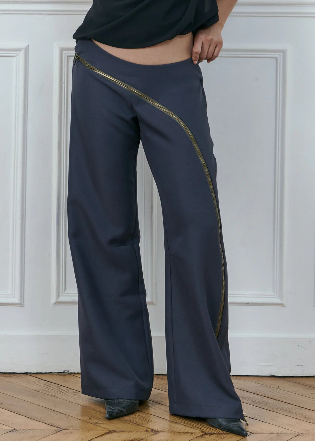 Pantalon Zip Gris