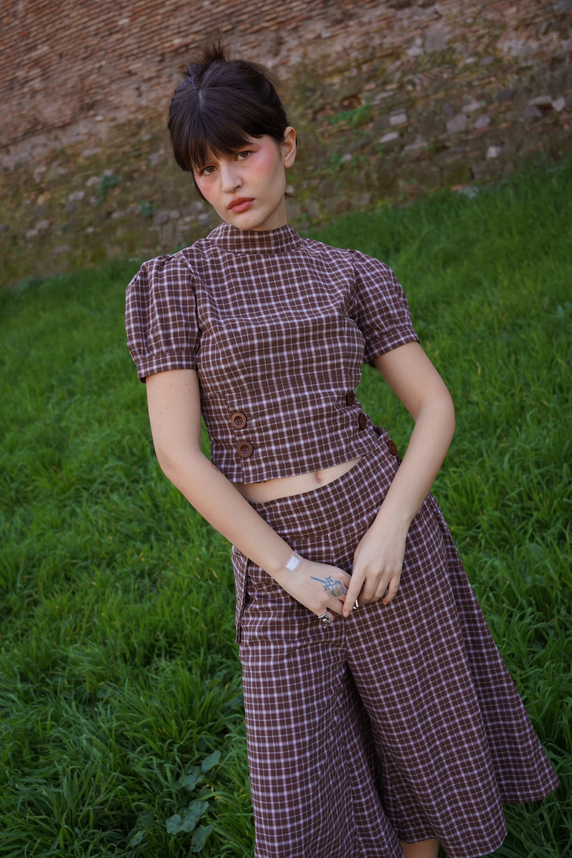 Blouse Linca - Carreaux Marron