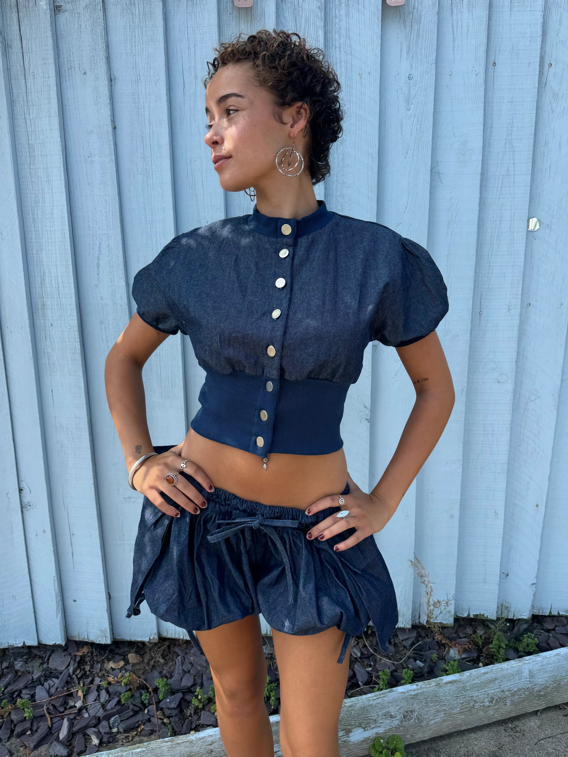 Veste Oshi À Manches Courtes - Denim