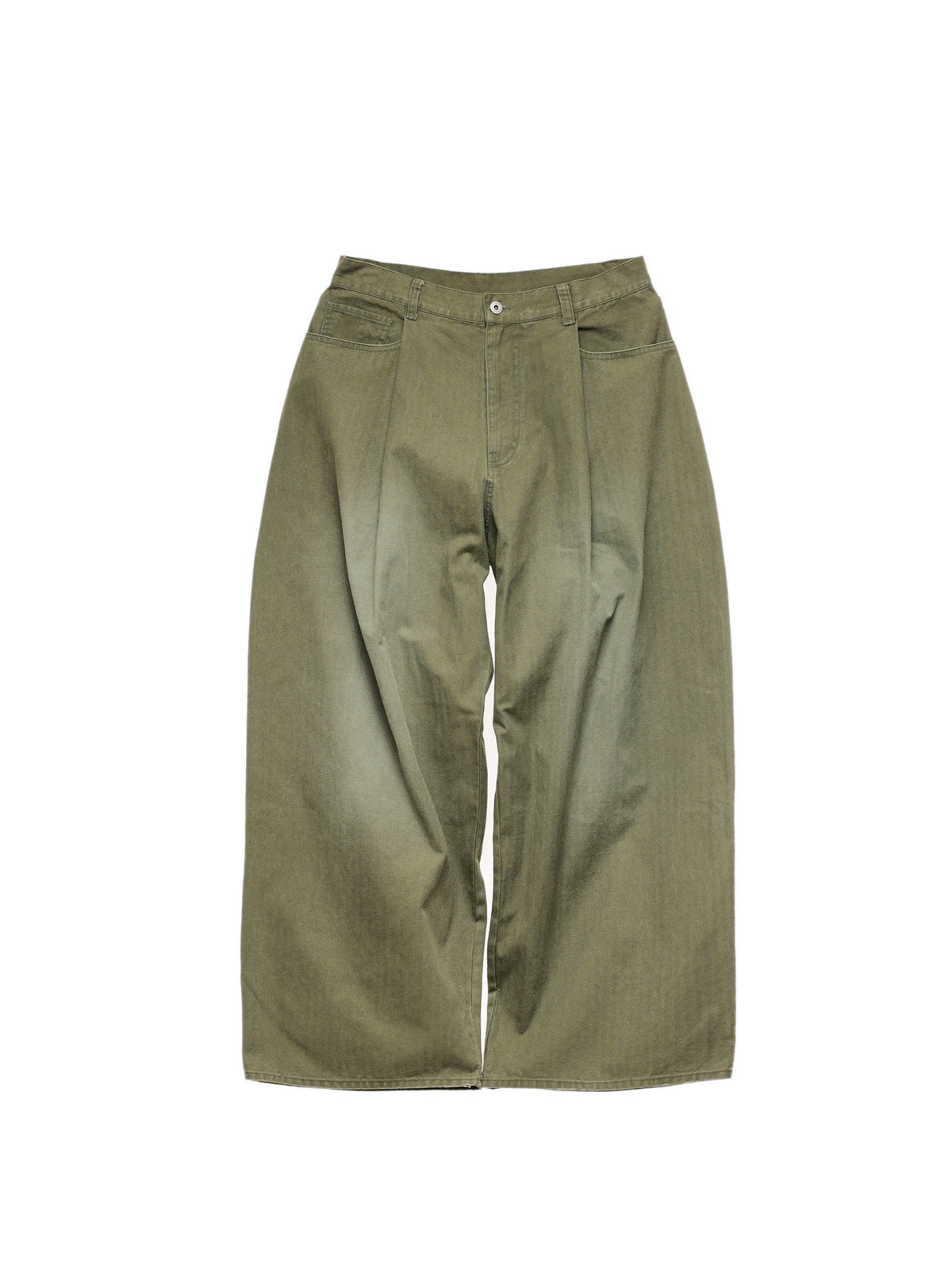 Pantalon wide leg à chevrons délavés – Vert