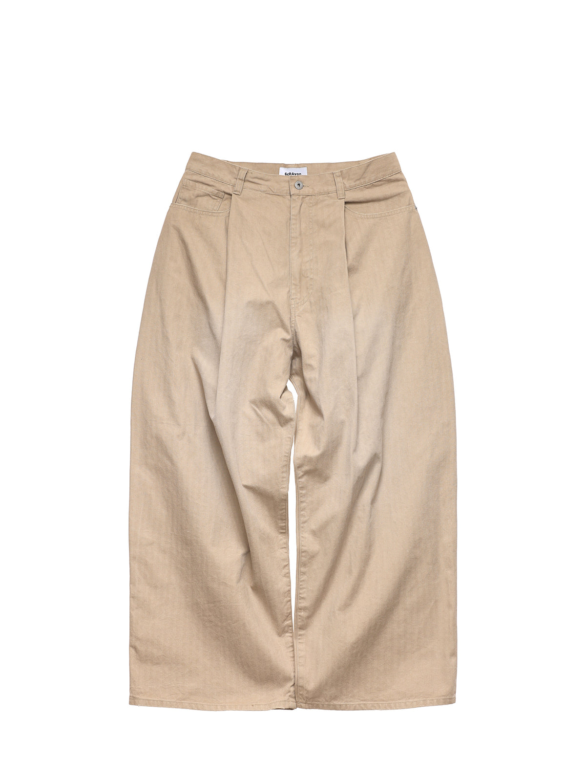 Pantalon wide leg à chevrons délavés – Beige