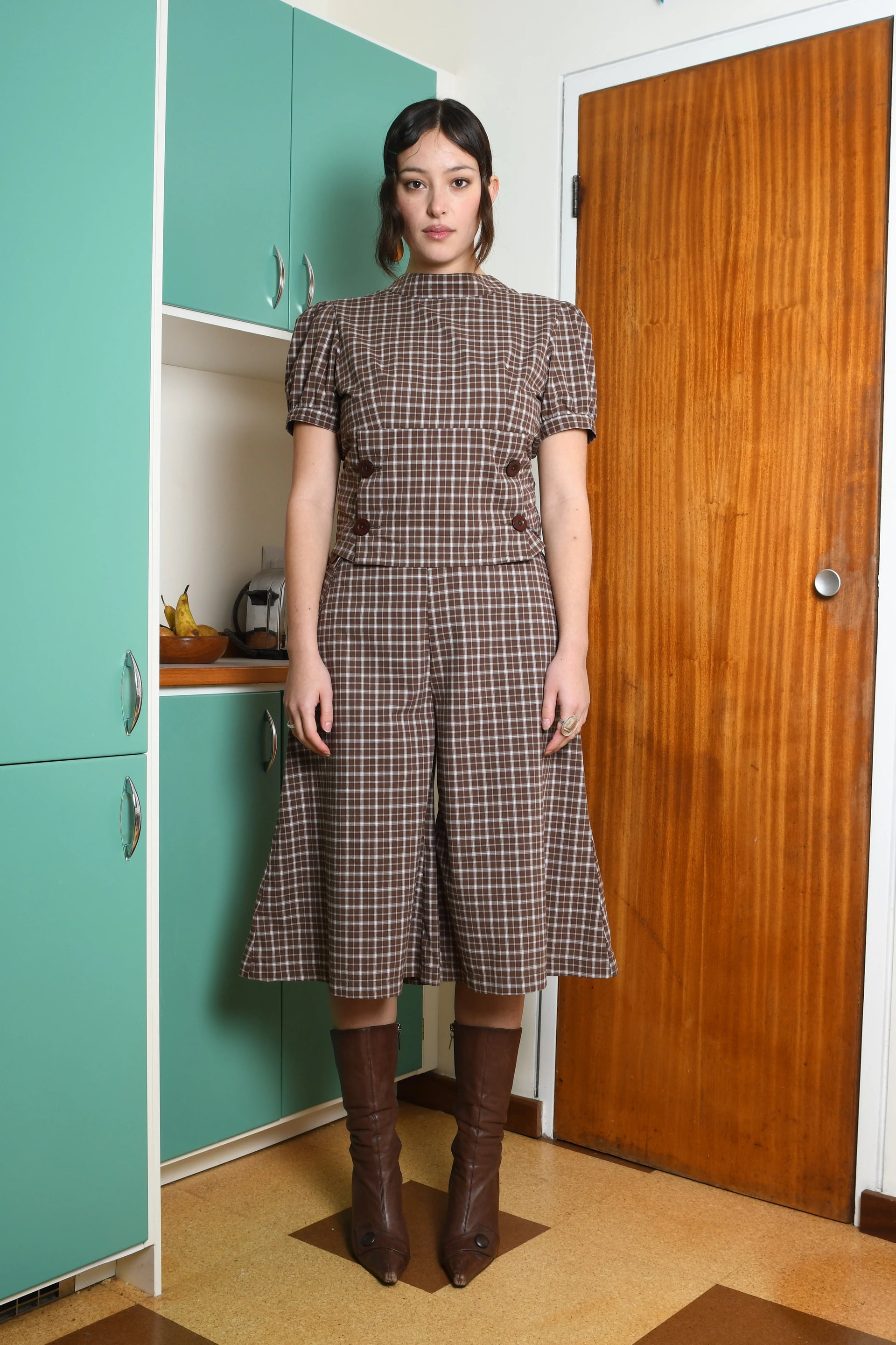 Blouse Linca - Carreaux Marron