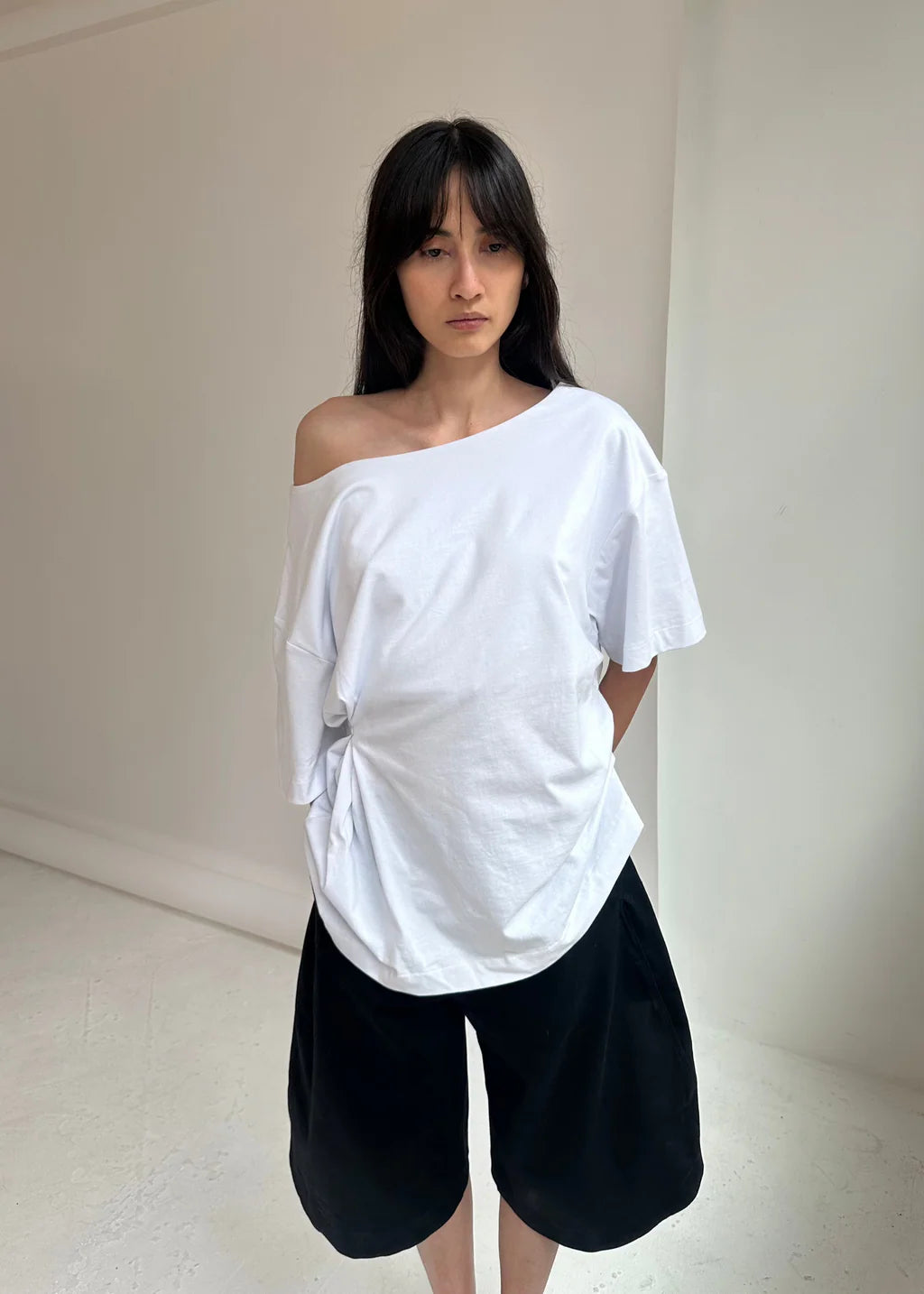 T-shirt Froncé Blanc