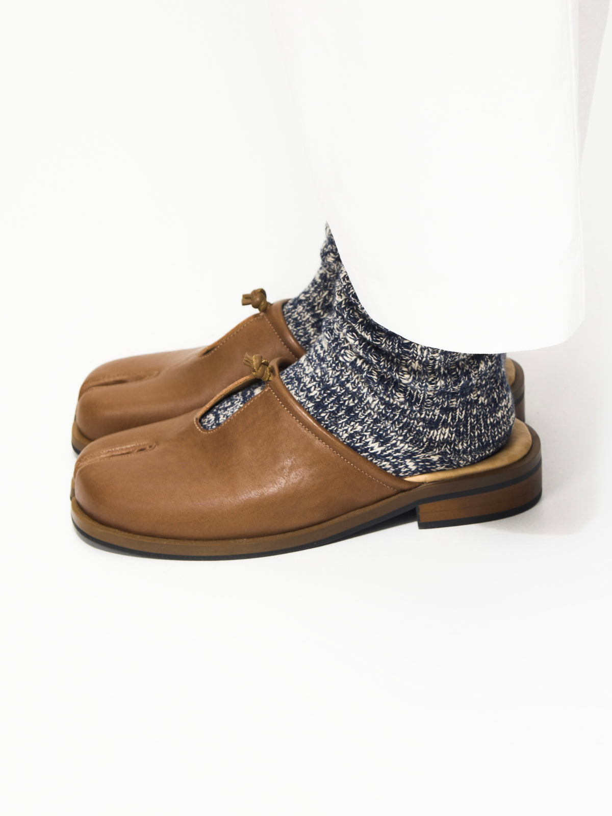 Mules Tabi en cuir de vachette - Marron