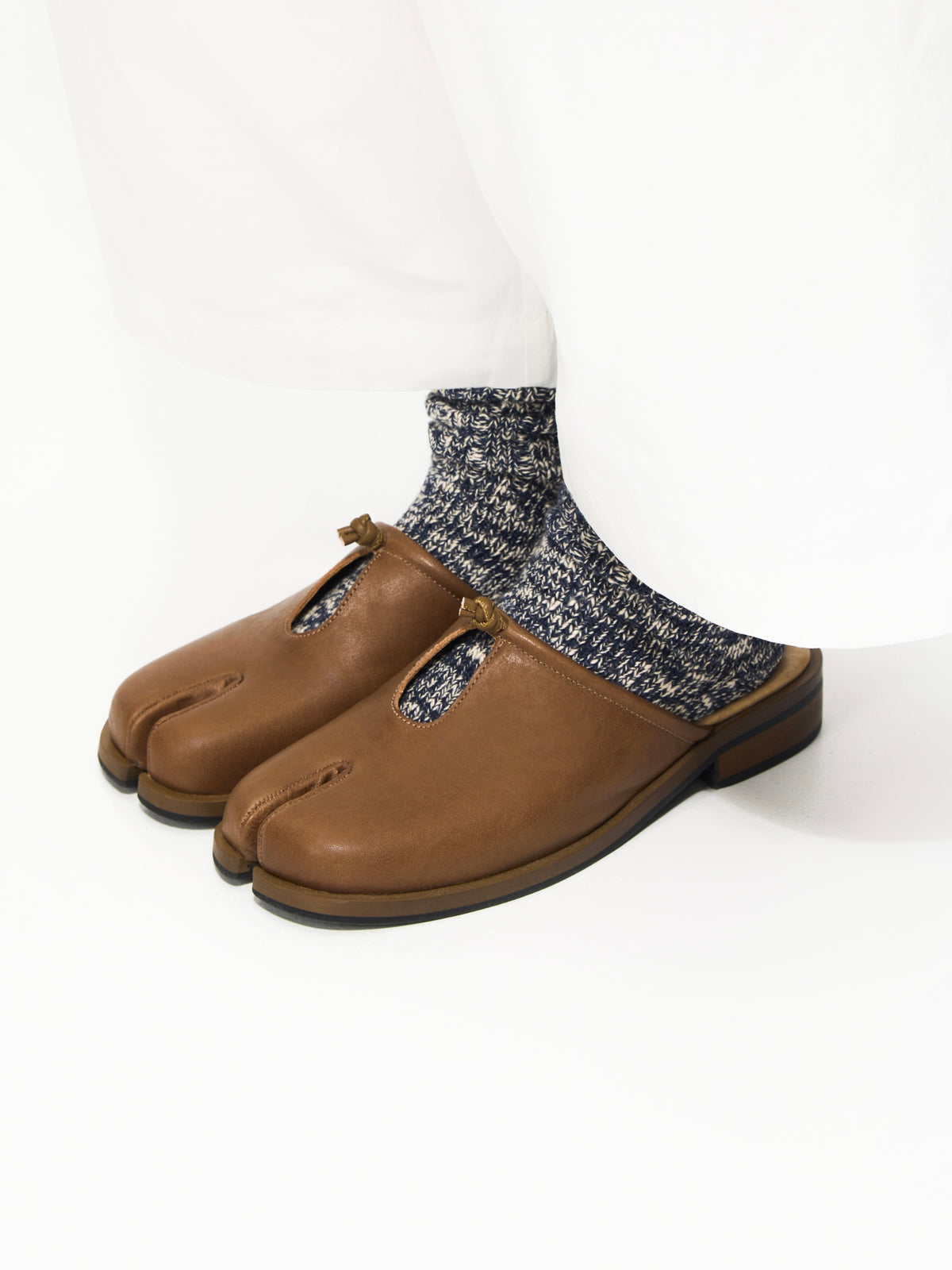 Mules Tabi en cuir de vachette - Marron