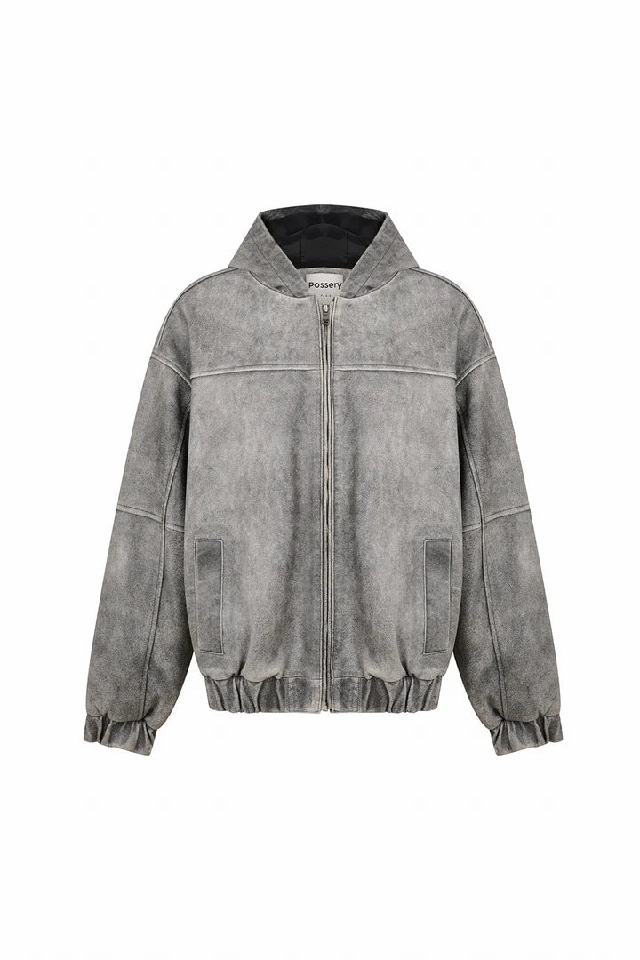 Blouson Cuir Patine Oversize