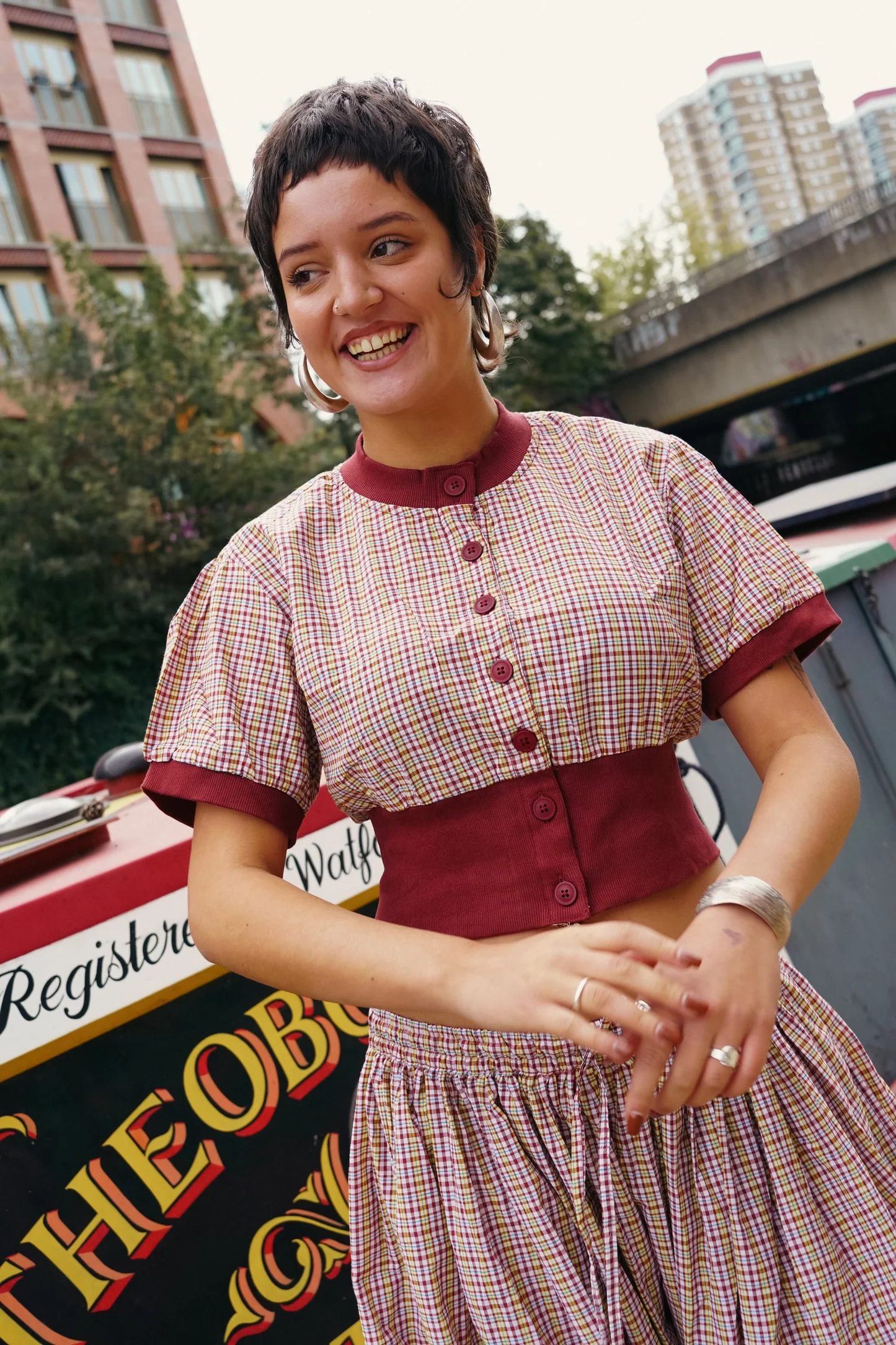 Veste Oshi À Manches Courtes - Carreaux Picnic