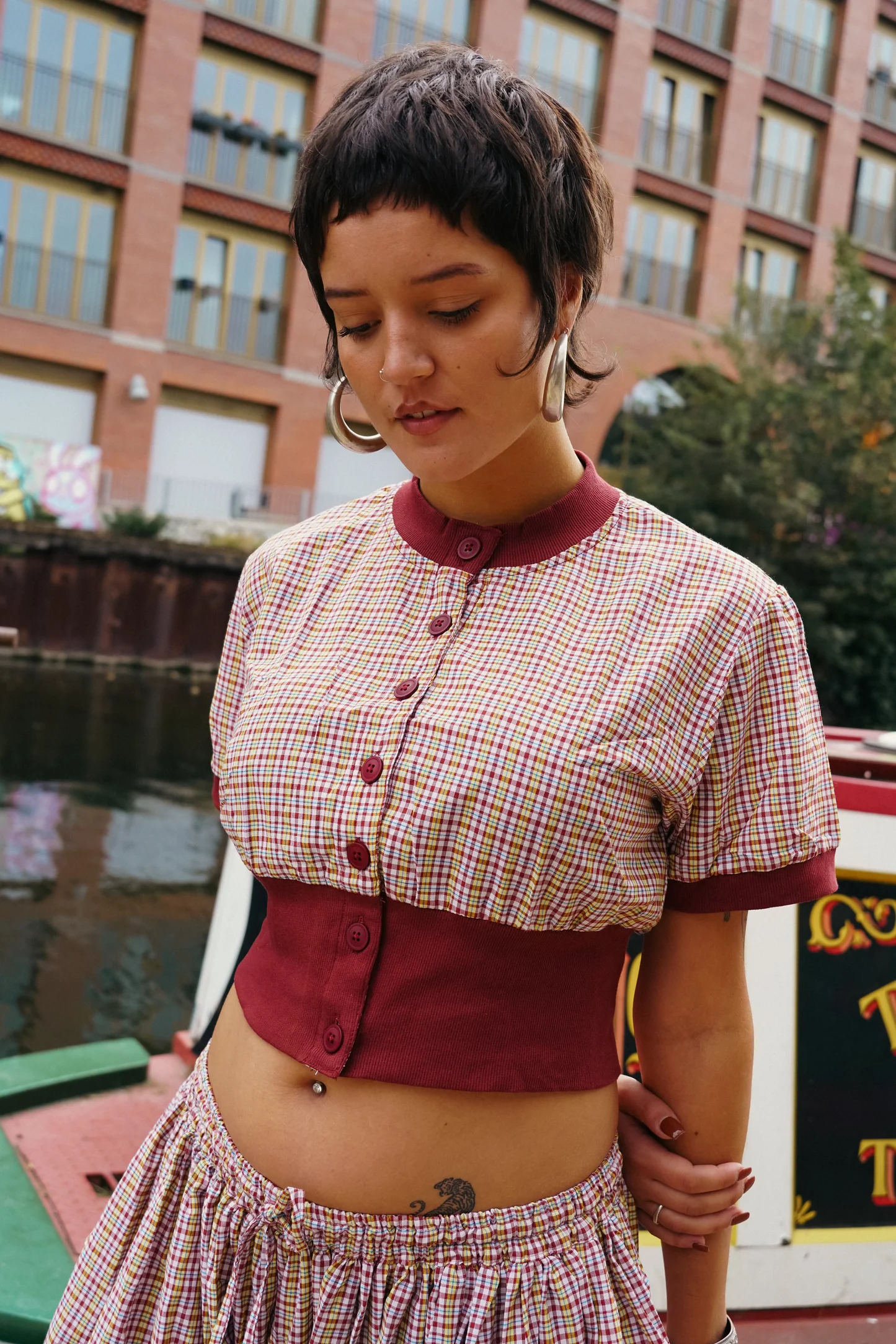 Veste Oshi À Manches Courtes - Carreaux Picnic